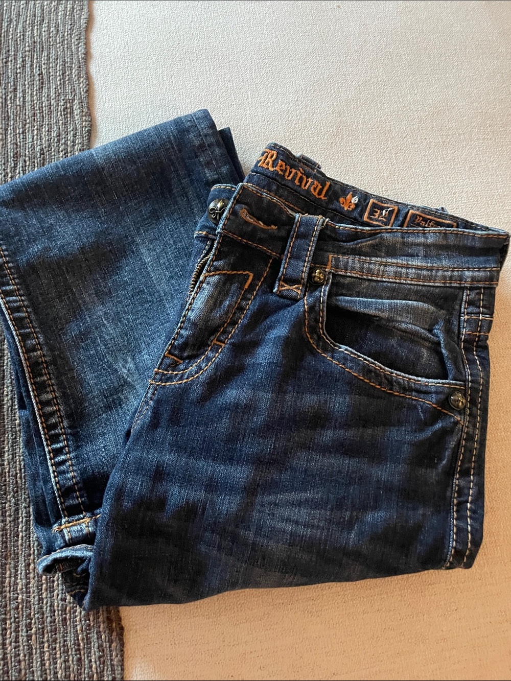 Rock Revival Dark Blue Men’s Bootcut Jeans - Palfrey Boot - Picture 4 of 10